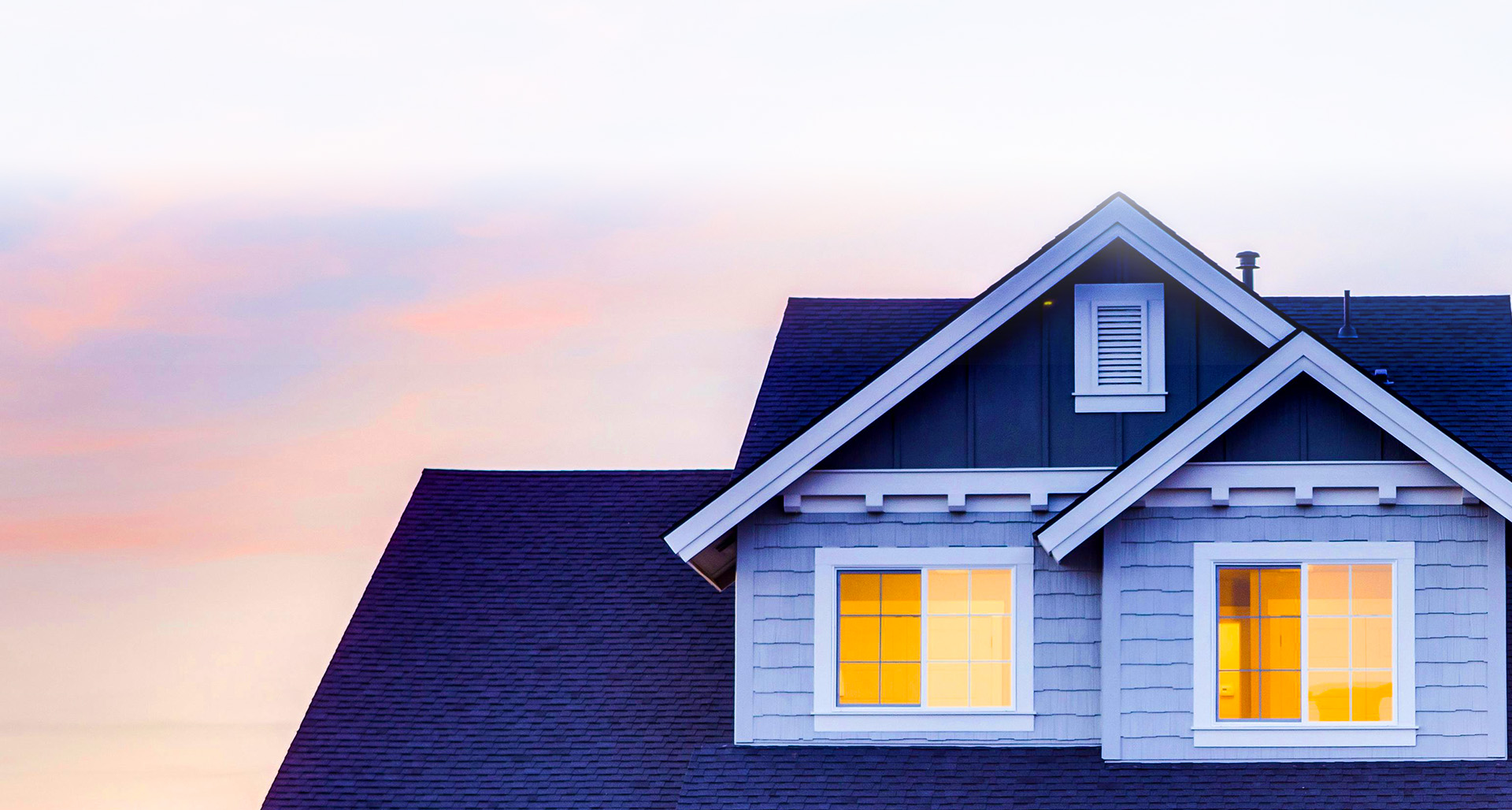 roof and windows at dusk